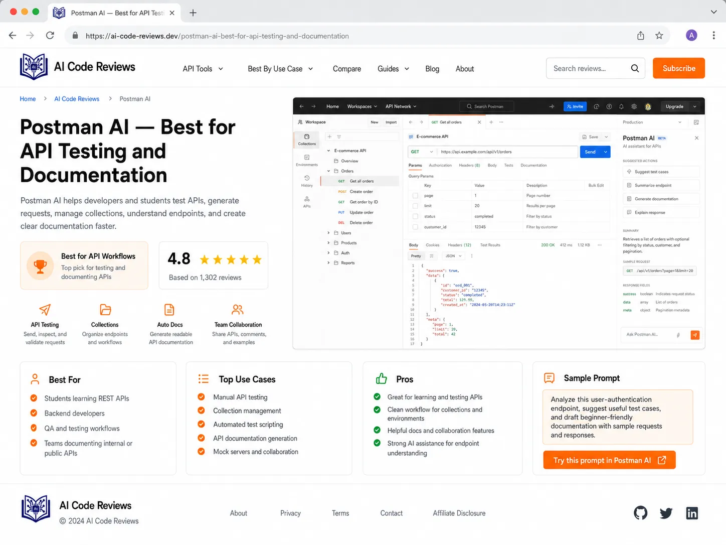 Postman AI — Best for API Testing and Documentation