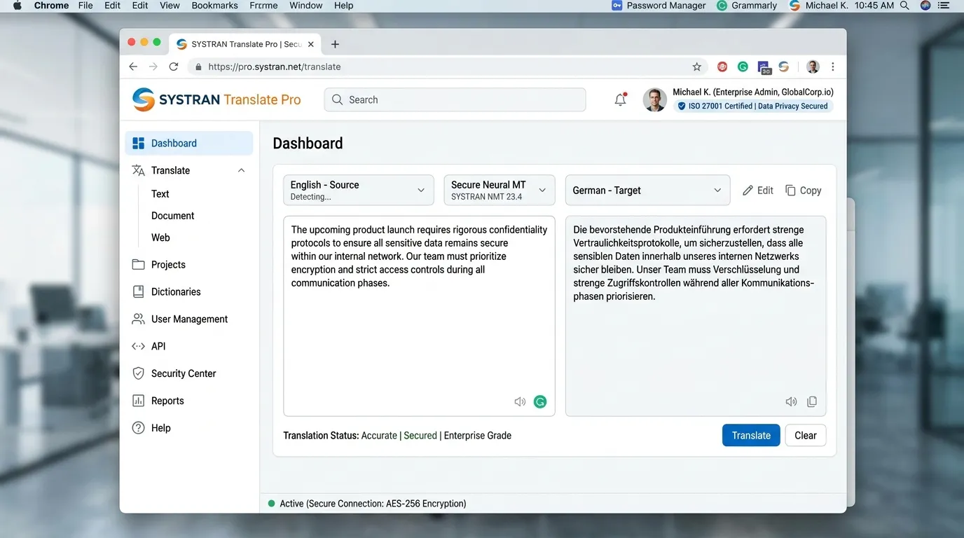 SYSTRAN Translate Pro: Best Enterprise AI Translator for Secure Translation