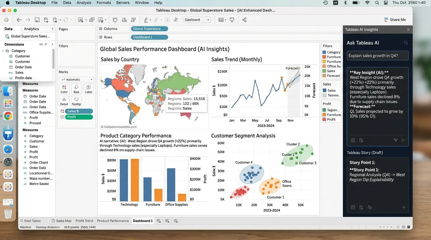 Tableau AI — Best for Data Visualization and Storytelling