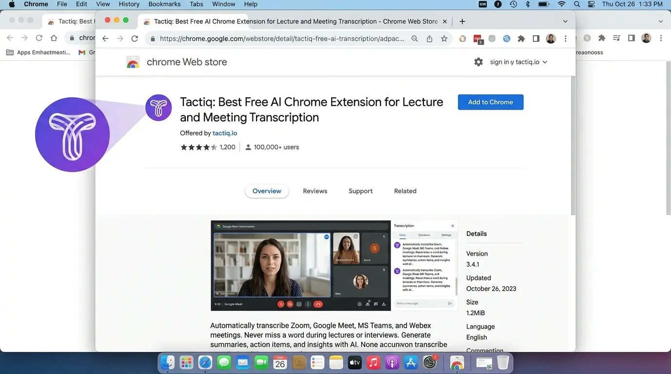 Tactiq: Best Free AI Chrome Extension for Lecture and Meeting Transcription
