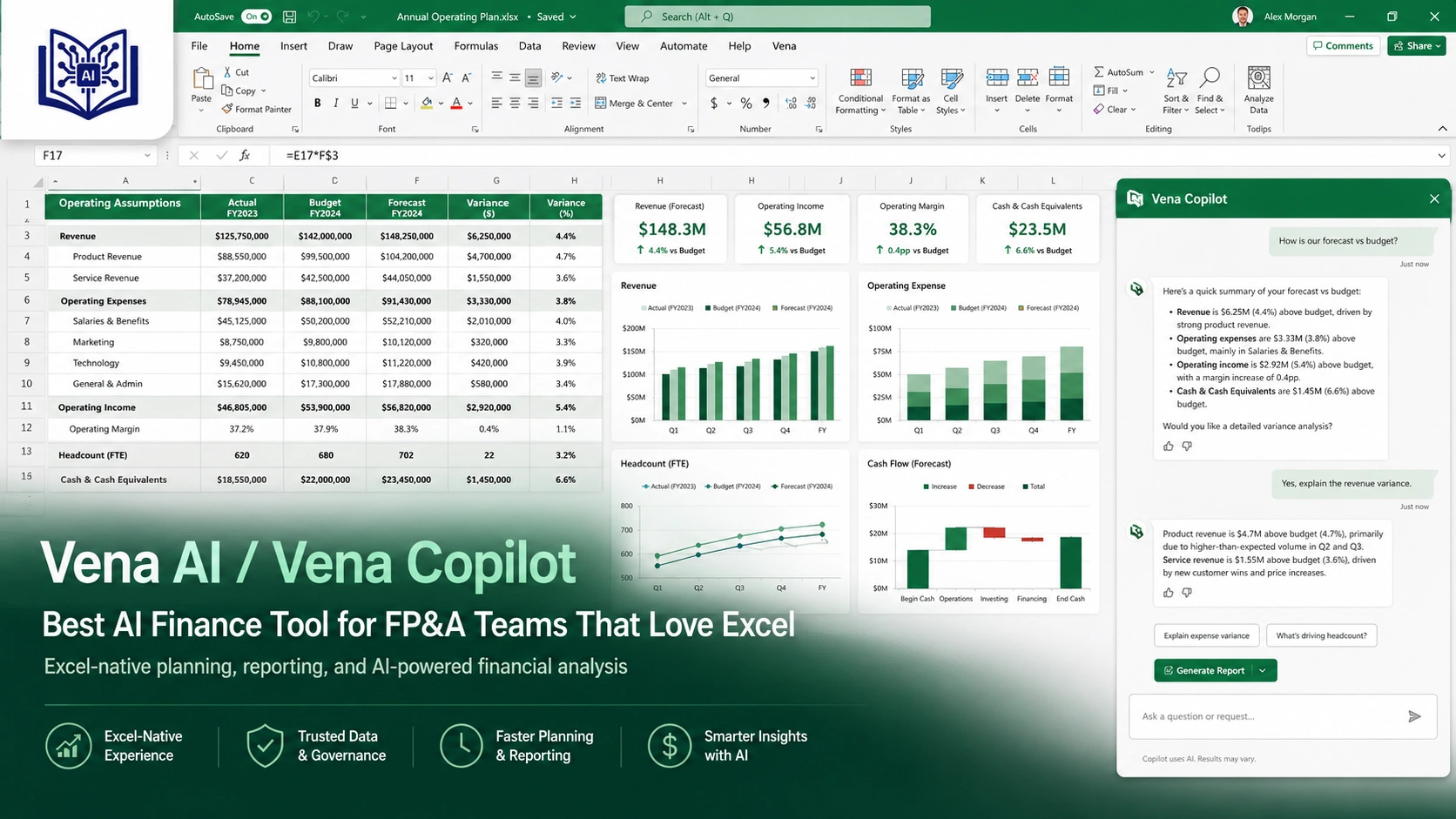 Vena AI / Vena Copilot: Best AI Finance Tool for FP&A Teams That Love Excel