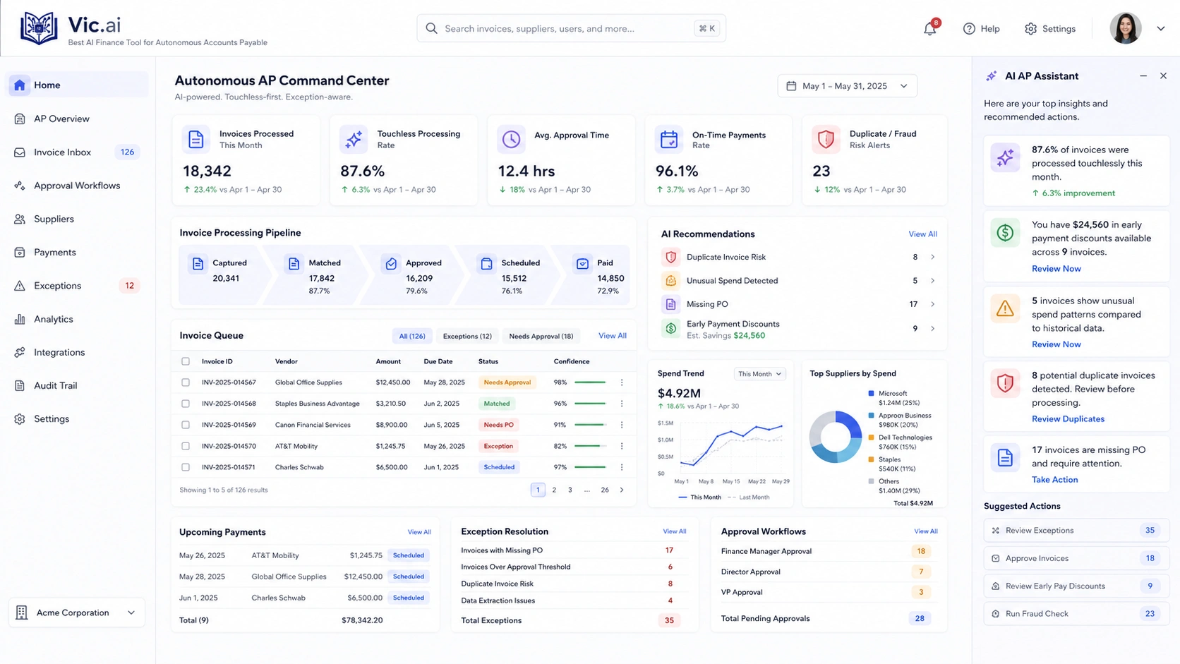 Vic.ai: Best AI Finance Tool for Autonomous Accounts Payable