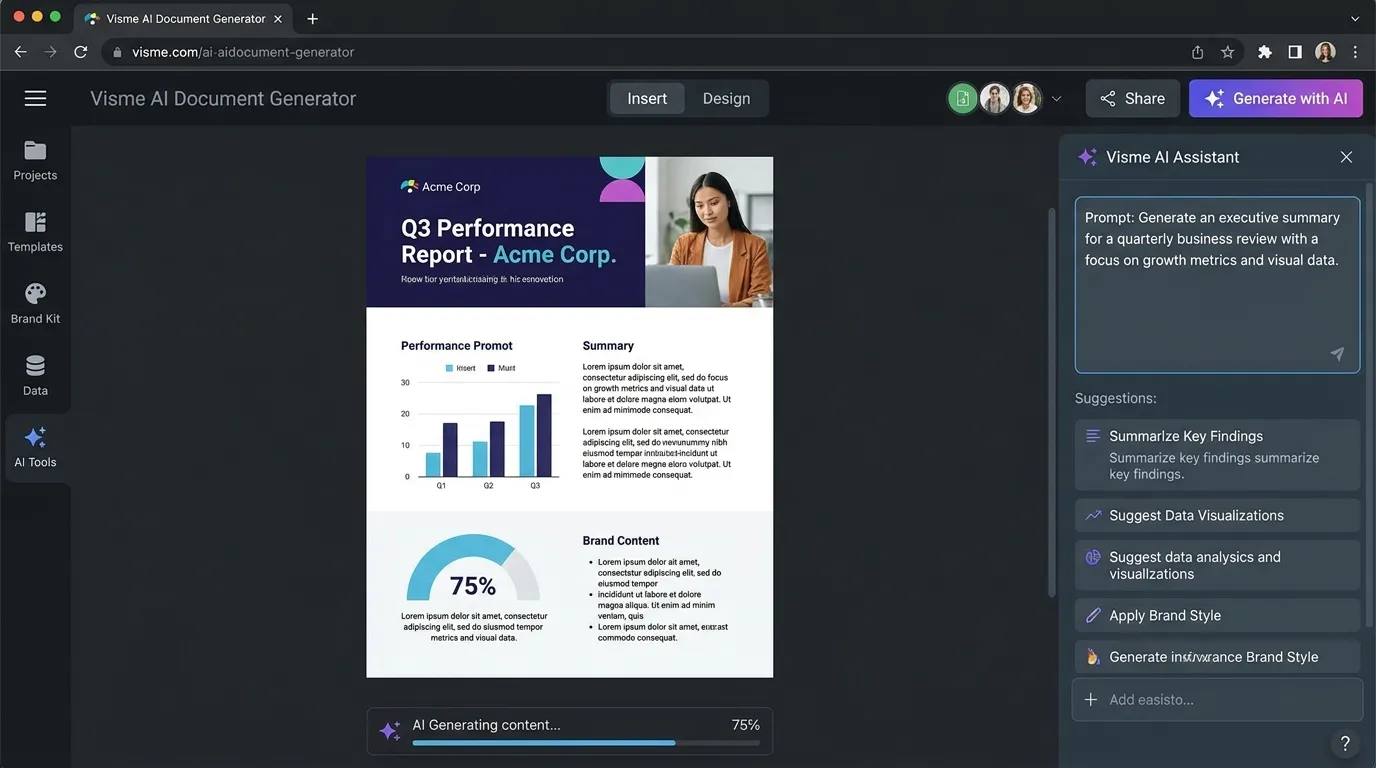 Visme AI Document Generator: Best for Branded Reports and Visual Business Documents
