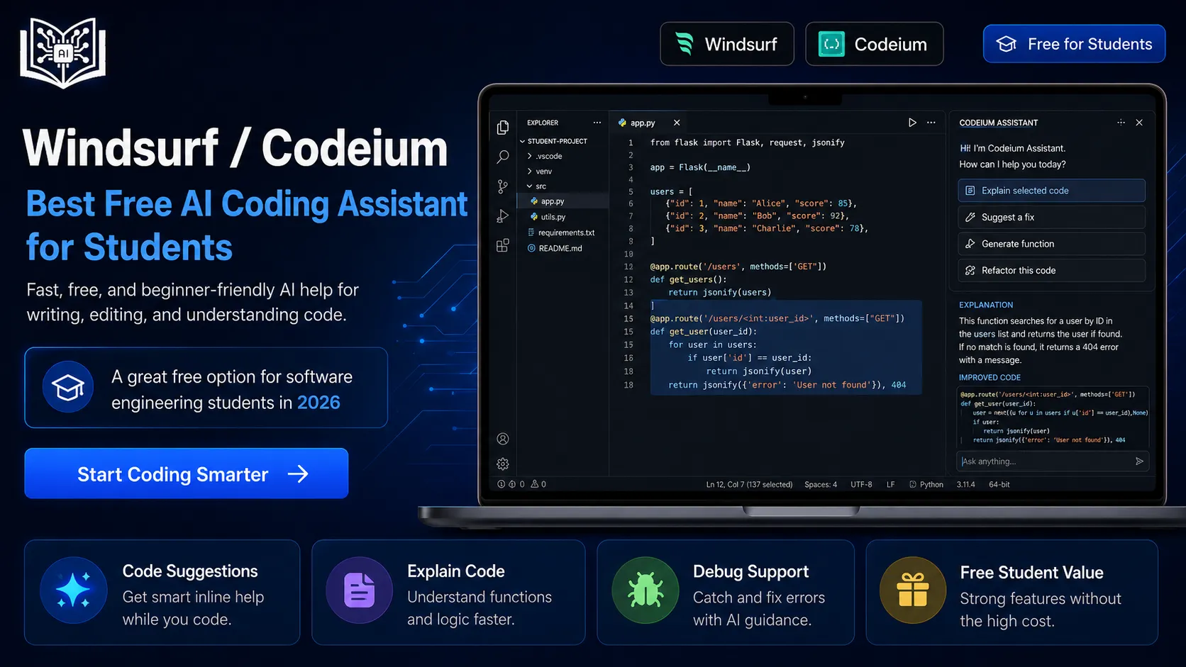 Windsurf / Codeium — Best Free AI Coding Assistant for Students